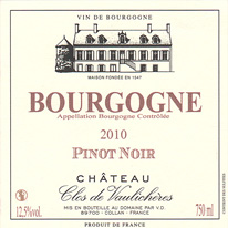 étiquette du bourgogne rouge 2012